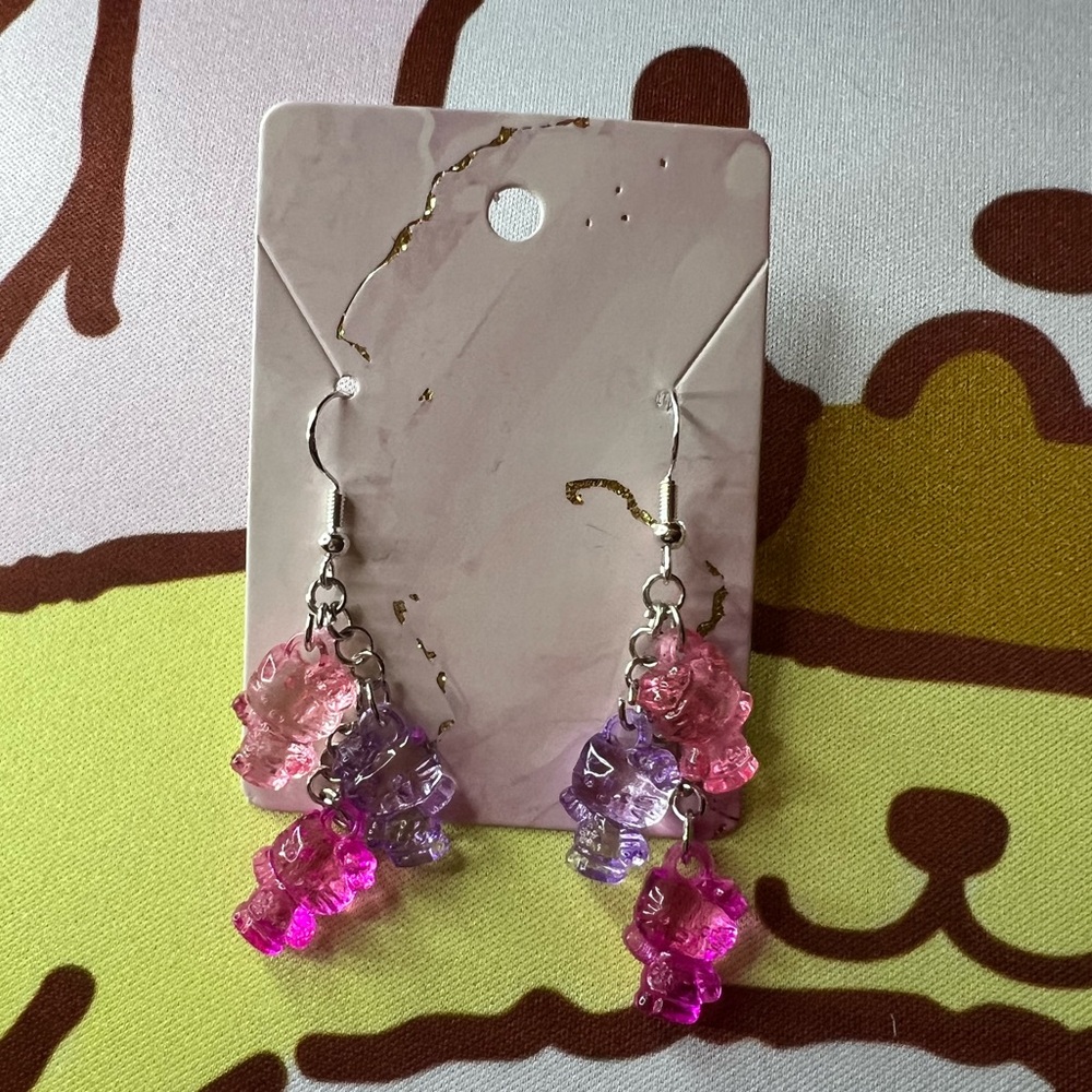 Berry Sweet Gummy Bear Hello Kitty earrings